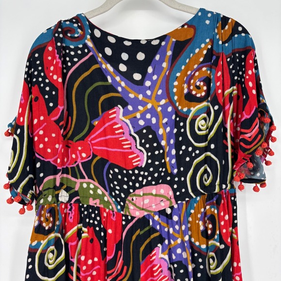 NWT Farm Rio Anthropologie Under The Sea Cover-Up Dress Sz XS Navy Ocean Print - Picture 8 of 12